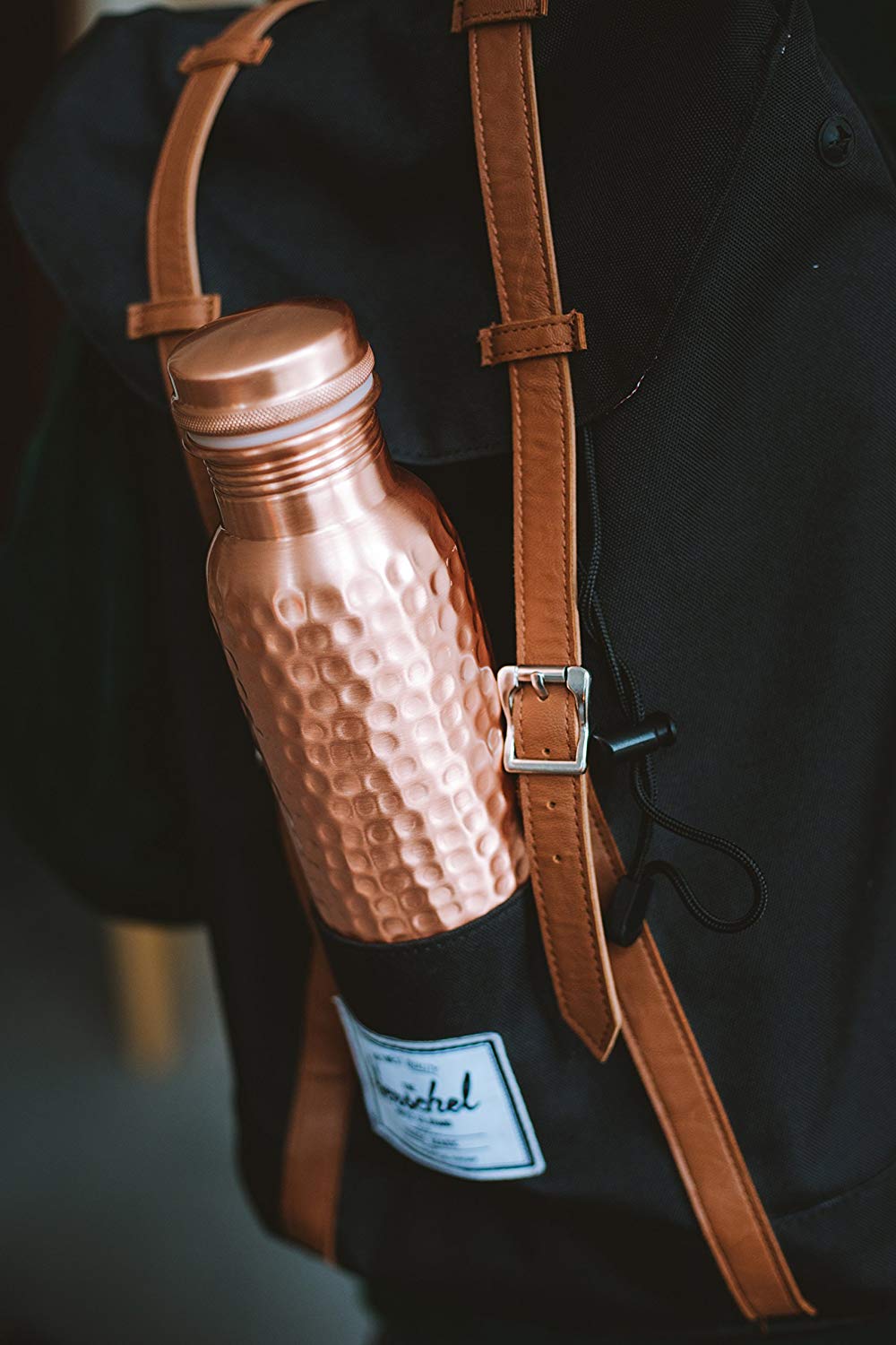 Kosdeg - Copper Water Bottle - 34 Oz/ 1L - Handhammered