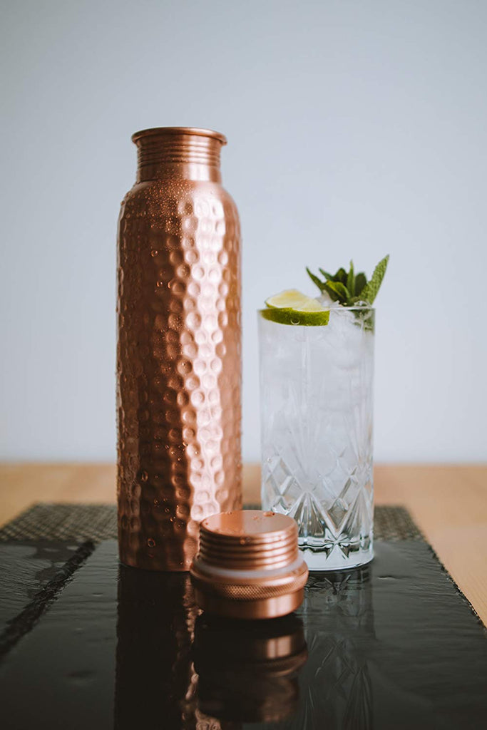 Copper Water Bottle - 34 Oz/ 1 Litre - Handhammered – Kosdeg Online